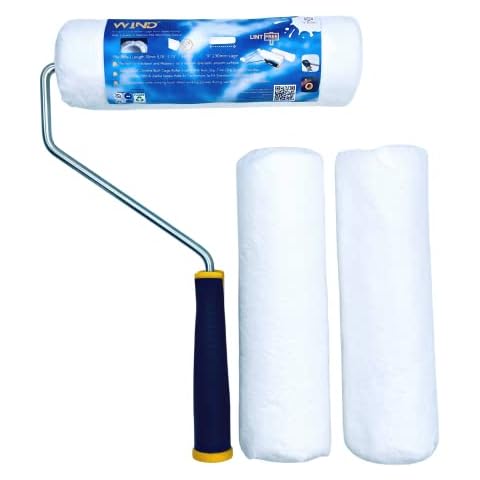 Yllee® Wind™ Premium Quality Wire Cage Wall Paint Roller Frame with 3X 3/8 Inch (10mm) Nap Medium Pile Microfibre Paint Roller Sleeve - 9 Inch (230mm) X 1.75 Inch (44mm) Dia - All Paint Types Cover