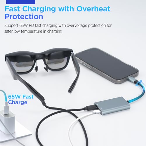 Image of BonFook HiBloks USB C to AR Glasses Hub and Charging Adapter, Charge and Play Adapter with 4K60Hz and 65W Fast Charging for Switch 1&2 /Rokid /Xreal /RayNeo /VITURE /iPhone 15&16