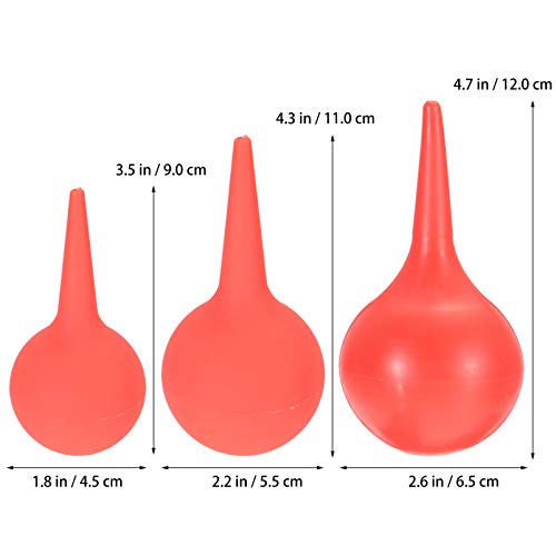 Healifty Ear Syringe Pack Of 3-30/60/90Ml Hand Bulb Syringe For Infants & Adults, Rubber Ear Washing Squeeze Bulb, Ear Washing Removal Tool Ear Syringe (Red) #TOP1