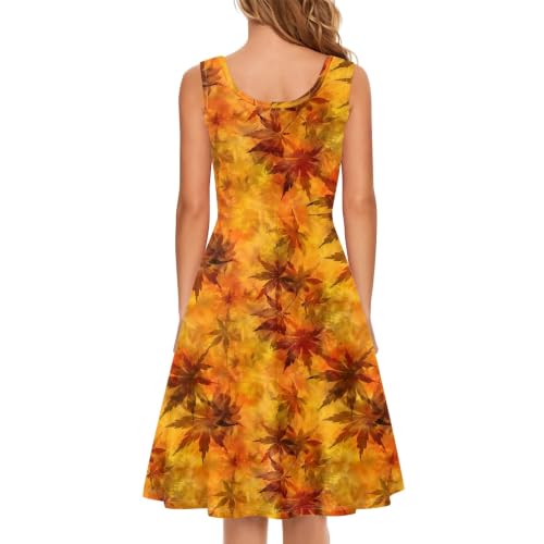 Image of TOADDITDO Women's Sleeveless O Neck Beach A-Line Party Coctail Tank Dresses Flared Sundress