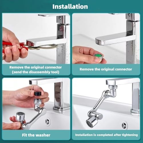 Image of 1080 Multifunctional Rotating Splash Proof Filter Extender Faucet Aerator 2 Water Outlet Modes Swivel Robotic Arm Adapter for Bathroom Kitchen Faucet for Kitchen sink faucet