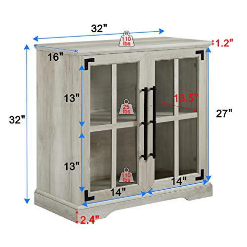 Okvnbjk Sideboard Buffet Cabinet Credenza, 32 Inch Coffee Bar Cabinet With Adjustable Shelves For Kitchen Hallway, Small Accent Cabinet(White Oak) #TOP1