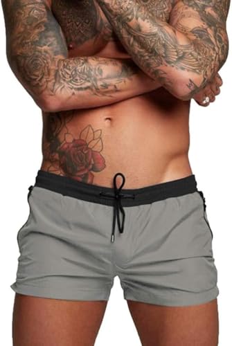 Short de bain homme COOFANDY confortable gris et noir XL pour la plage