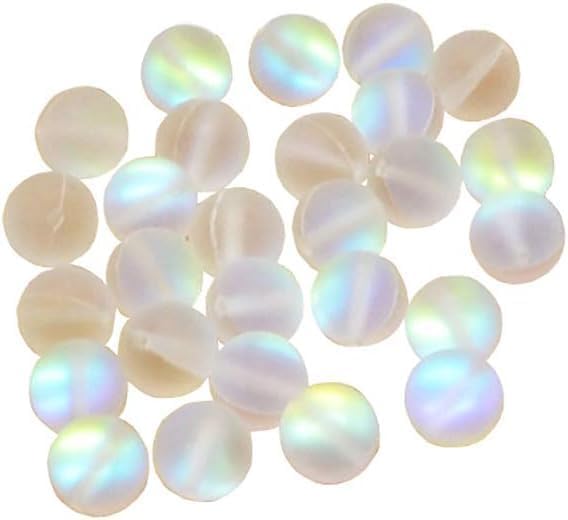 100 Pcs Matte Crystal Glass Mermaid Aurora Beads Moonstone for Jewelry Making 8mm