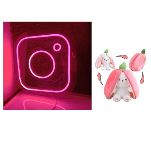 Image of EITHEO Stuffed Animal Plushie Stuffed Toy for Kids (Neon Instagram + Bunny)