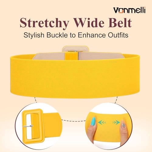 Image of VONMELLI Stretchy Wide Women Belts Elastic Vintage Belts for Women Fashion Ladies Waist Belt for Dress