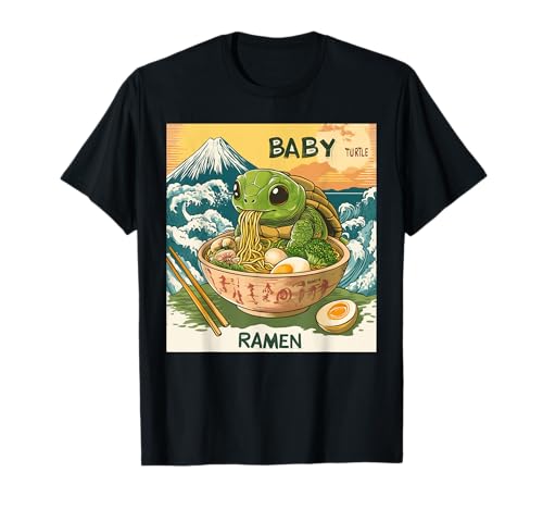 Ocean Japanese Wave Art Monte Fuji Baby Turtle Ramen Camiseta