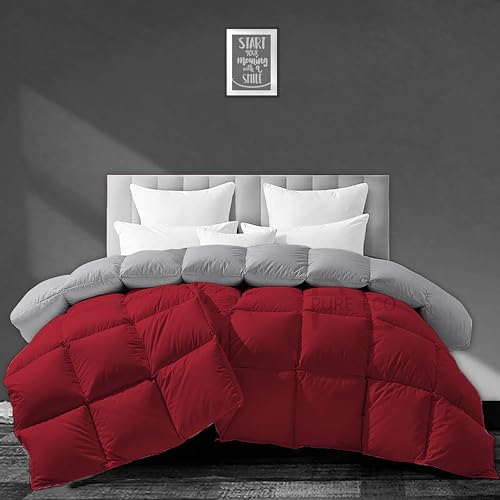 Image of PURE ECO Heavy Winter 400 GSM Comforter for Single Size (60 inchX90 inch) - Soft Quality Winter Blanket Soft Microfiber Fill - Duvet /Blanket Single Size - Burgundy /Silver Grey Color