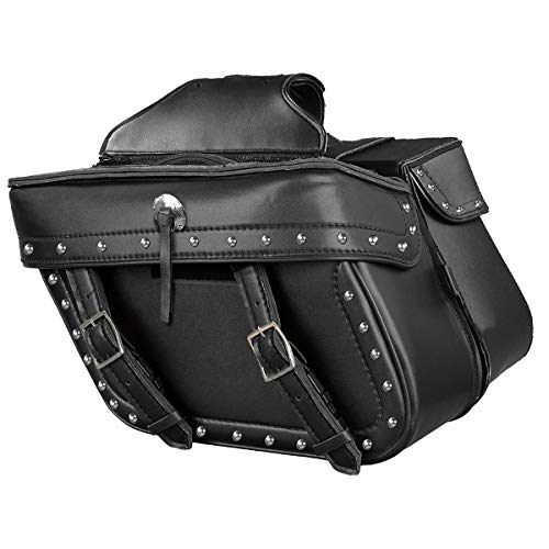 Image of Milwaukee Leather Studded Throw-Over Motorcycle Saddlebags - Synthetic Leather - Universal Fit - Zip-Off - Medium