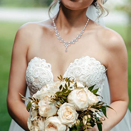 Idasany Jewelry Set For Women, Cubic Zirconia Necklace Dangle Earrings & Bracelet Jewelry Set For Bride Bridesmaid Wedding Prom Party #TOP5