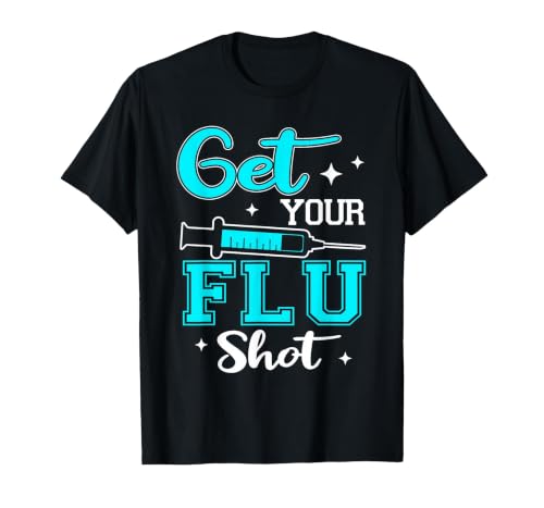 Get Your Flu Shot Vaccination Nurse Pro Vaccine Syringe T-Shirt, Men, Black, Small