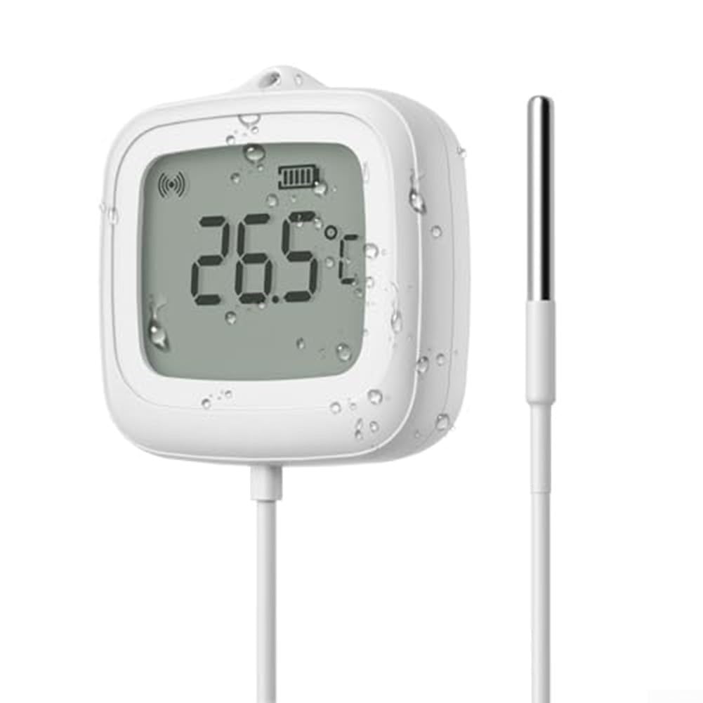 Capteur de température Zigbee blanc avec sonde de 1,5m et écran LCD IP65