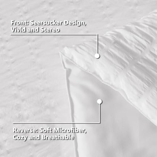 Cozylux CLUS20G30W1QU Queen Bed In A Bag White Seersucker Comforter Set thumb #7