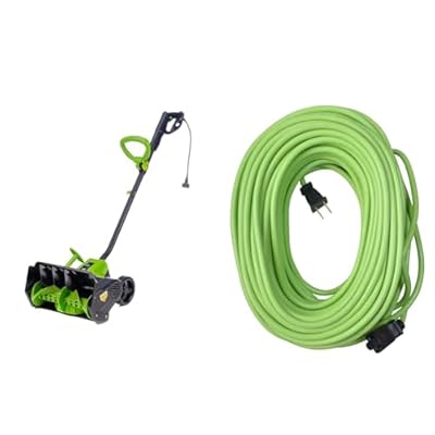 Earthwise SN70016 Electric Corded 12Amp Snow Shovel, 16" Width & Yard Master 9940010 Outdoor Garden 120-Foot Extension Cord, Light Duty, Water Resistant, Super Flexible and Lightweight