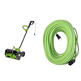 Earthwise SN70016 Electric Corded 12Amp Snow Shovel, 16' Width & Yard Master 9940010 Outdoor Garden 120-Foot Extension Cord, Light Duty, Water Resistant, Super Flexible and Lightweight