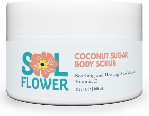 Solflower Coconut Sugar Body Scrub - Exfoliating & Soothing - Vegan, Paraben-Free, Gluten-Free - 3.36 Fl Oz