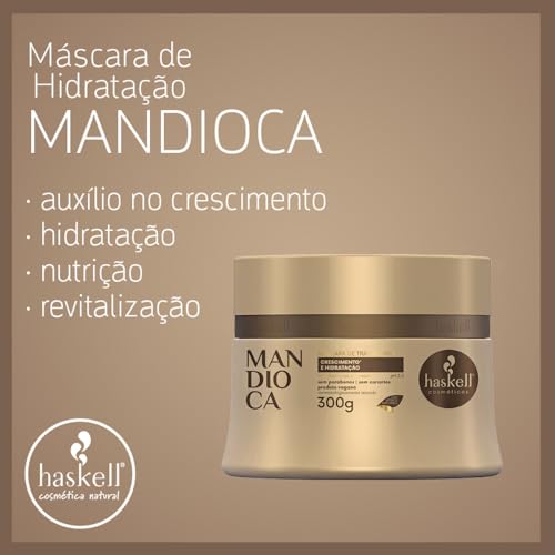 Kit Cronograma Capilar para Cabelos Ressecados Máscara Mandioca Hidratação, Cavalo Forte Reconstruçã