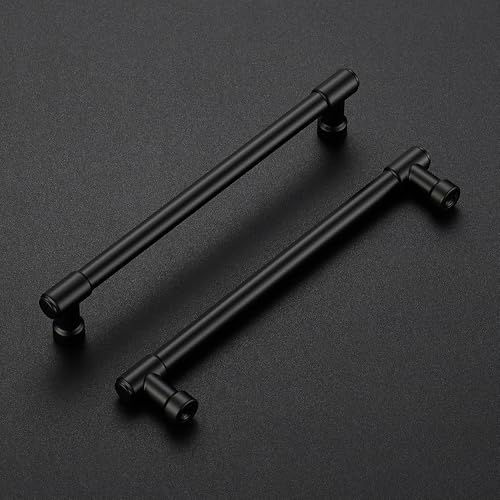 Image of Ravinte 10 Pack 6-1 /4 Inch Hole Center Solid Kitchen Cabinet Handles Matte Black Dresser Pulls Cabinet Drawer Pulls for Kitchen Cupboard Hardware
