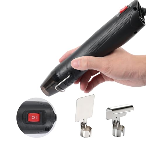 VortecSys Heat Gun, 110V 350W Handed Hot Air Gun for Crafting, 3.28FT Ultra-Long Cable Portable Heat Gun with Stand and Power Cord for Shrinking Wrapping PVC, DIY Embossing and Drying Paint (Black)