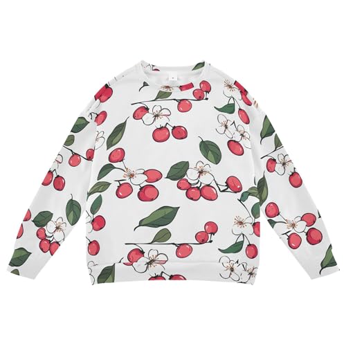 JUNZAN Art Serviceberry Fruit White Big Girls Hoodie Sweatshirt Crewneck Sweatshirt With Hoodie Sports 4T