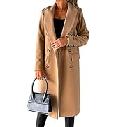 Kinghua Womens Winter Wool Coats Double Breasted Wool Blend Long Peacoat Jackets