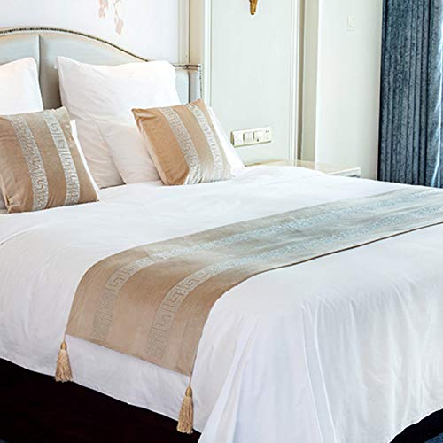 Bam - Store Fashion Geometric Bed Runners Scarf Luxury Bed Tail Towel Velvet Bedding Decor Bed Cover Protection For Bedroom,Gold-45X240Cm(For 2M Bed) #TOP14