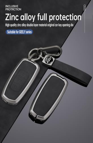 Funda de piel para llave de Geely EX5 y Galaxy E5 color gris resistente 4