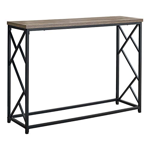 Monarch Specialties 3533 Accent Table, Console, Entryway, Narrow, Sofa, Living Room, Bedroom, Metal, Laminate, Brown, Black, Contemporary, Modern Table-44 Hall, 44" L X 13.75" W X 32" H, Dark Taupe #TOP25