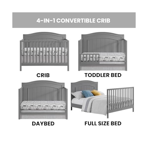 Oxford baby north bay 4 in 1 convertible baby crib dove gray greenguard gold certified  urban country home decor