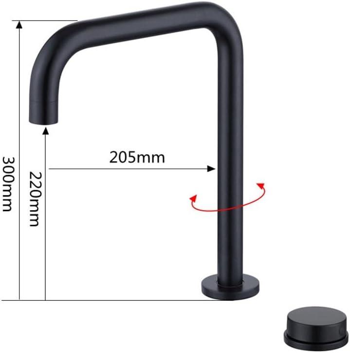 Black Basin Faucet Bathroom Widespread Brushed Gold Sink tap 360 Rotating Chrome Tap(Style 2 Black)