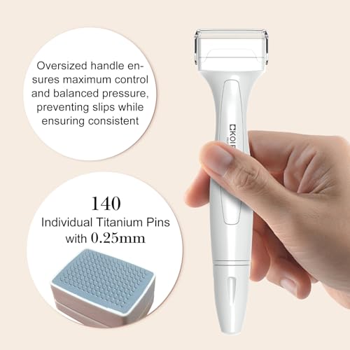 Koi Beauty Premium Derma Stamp, Manual Microneedling for Face Body Scalp, Titanium Microneedle Stamp Pen, Skincare Tool for Men and Women - White - Image 5