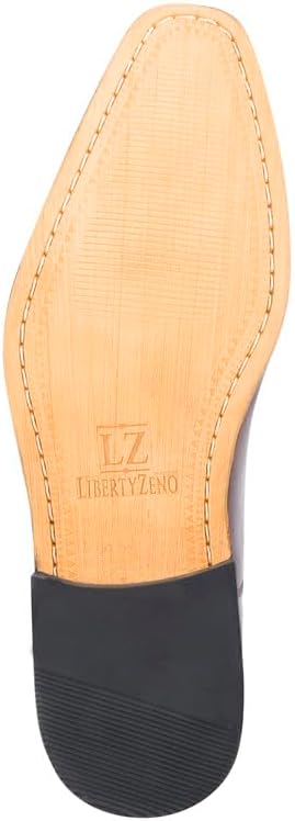 LIBERTYZENO Mens Tread Design & Plain Genuine Leather Lace Up Oxford Dress Shoes for Easter Gift