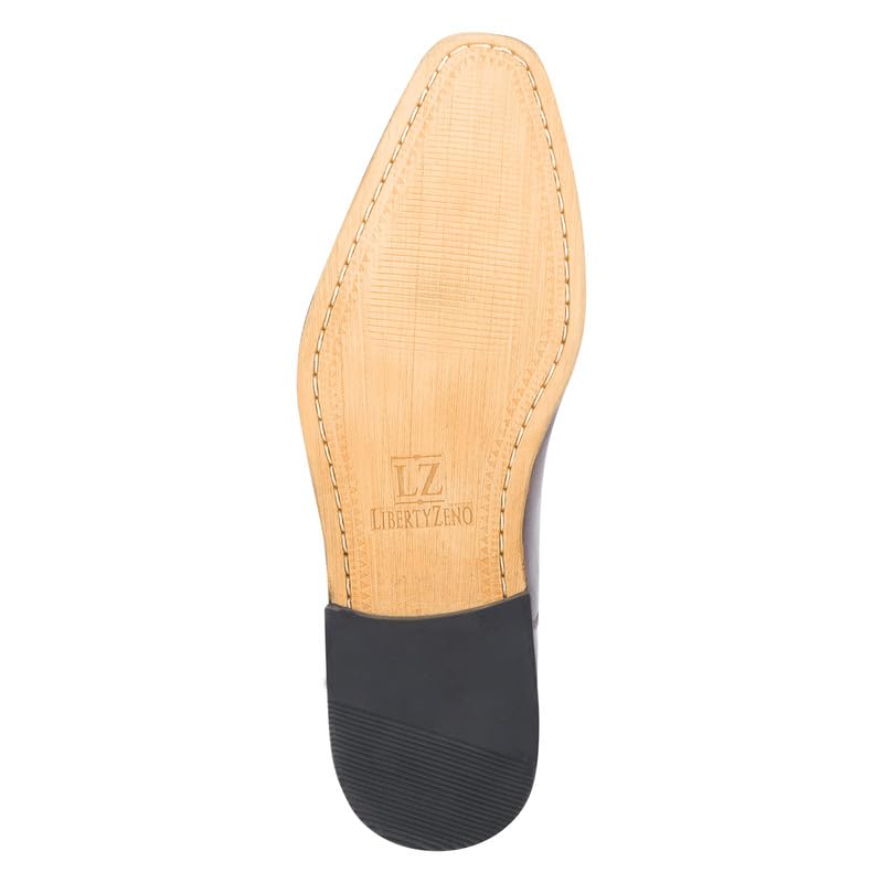 Image of LIBERTYZENO Mens Tread Design & Plain Genuine Leather Lace Up Oxford Dress Shoes for Easter Gift