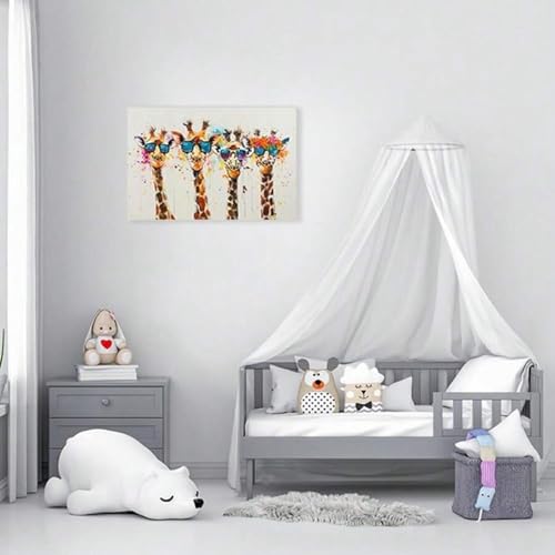 Peinture girafe colorée pour raviver un mur blanc vide 60x80 - 3
