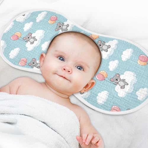 2 Pack Muslin Burp Cloths Koala Balloon Clouds Cotton Baby Burp Cloths Ultra Absorbent Soft Thick Burping Cloth for Newborn Boys Girls, Large 22" x 11"4