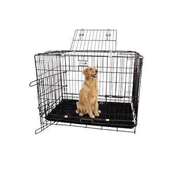 PSK PET MART Metal Dog Cage with Removable Tray (Black2 36-inch)