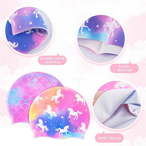 2 Pack Kids Swim Cap Durable Silicone Swim Caps For Boys Girls Toddler Waterproof Bathing Pool Swimming Caps #TOP5