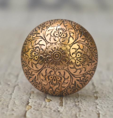 ARTISNO Copper Door Knobs Cabinet Pulls - Decorative Drawer Knobs for Cabinets, Drawers and Dressers - Perfect for Living Room, Bathroom, or Kitchen Cabinetry, Set-6