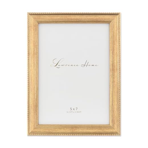 Lawrence Frames Classic Bead Picture Frame, 5x7, Gold