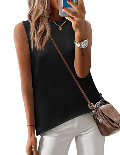 Image of Zeagoo Womens Sleeveless Sweater Vest Crewneck Knit Loose Sweater Tank Tops Lightweight Shirts Blouses 2026
