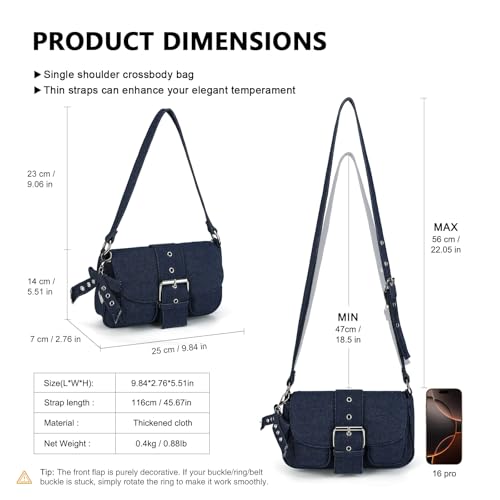Image of Denim Crossbody Bags for Women,Blue Jean Hobo Shoulder Bag,Denim Messenger Bag