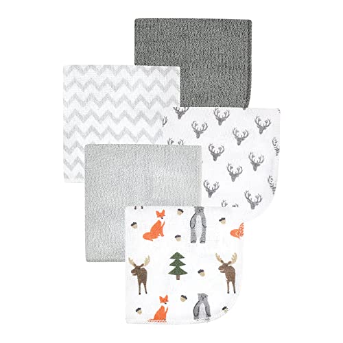 Image of Hudson Baby Unisex Baby Animal Hooded Towel 3pk and 15 Washcloths, Woodland, One Size