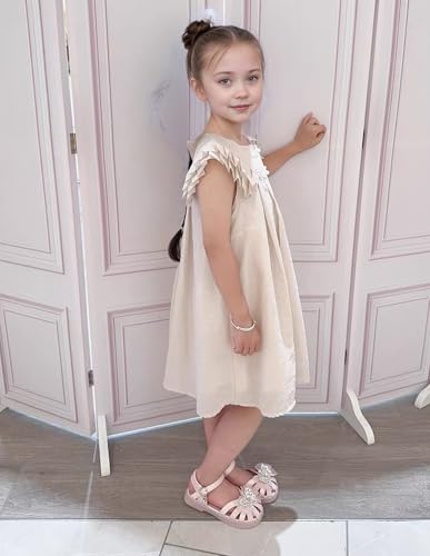 Little Girls Princess Sandals with Bow Sparkly Summer Dress Shoes Casual Flats For Toddler/Kids2