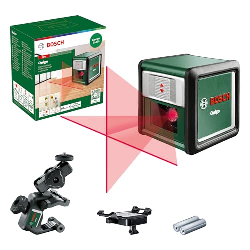 Bosch Kreuzlinienlaser Quigo mit Universalklemme MM 2 (einfaches und präzises...