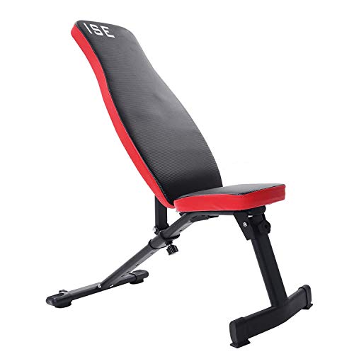 ISE Banco de pesas plegable, respaldo de entrenamiento multifunción ajustable en 6 posiciones, banco de ejercicios de gimnasio en casa, máximo 120 kg, SY-5021