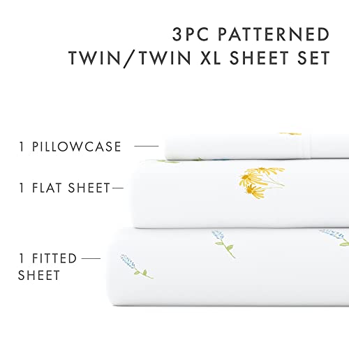 Merit Linens Breathable Hotel Style Twin Floral Bed Sheets | 4 Pc Blue Birds Sheet Set Deep Pocket | Lightweight, Cozy Sheets | Easy Care Flower Sheets (Twin, Bluebirds) #TOP4