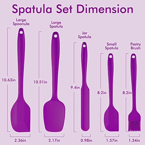 Silicone Spatula Set, Heat Resistant Kitchen Spatulas For Non-Stick Cooking And Baking, Seamless One Piece Design, Flexible Spatula, Dishwasher Safe, Rubber Spatula Set Of 5 (Purple) #TOP5