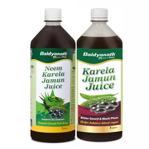 Image of Baidyanath Ayurved Neem Karela Jamun & Karela Jamun Juice combo (2L, 1Litre X 2) | Natural Remedy for Blood Sugar Management | Best For Digestive Health, Diabetic, Skin Care & Natural Detox | No Added Sugar