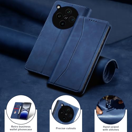 Image of Jasonyu Case for Oppo Find X8 Pro Leather Wallet Flip Cover with Card Holder,Kickstand, Magnetic Closure,TPU Shockproof Phone Case Compatible with Find X8 Pro (Blue)