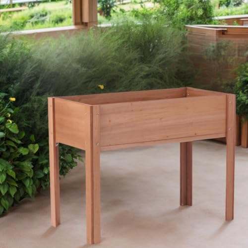 40 Zoll großes Hochbeet – Stabiler 4-Bein-Pflanzkasten für den Außenbereich, langlebiges Blumenbeet für die Gartenarbeit, geräumig und ideal für Gemüse, Kräuter und Blumen (Kaffeefarbe)